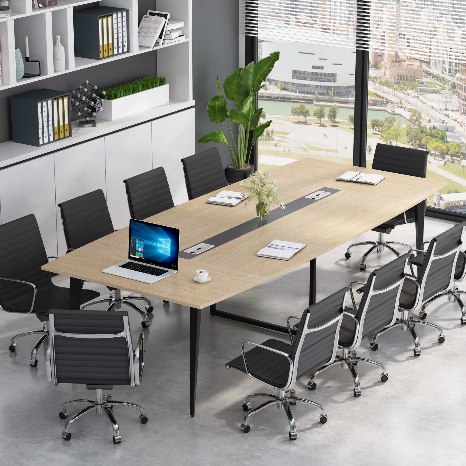 Tribesigns Conference Table, Modern 6FT / 8FT Boat Shaped Meeting Table Tribesigns